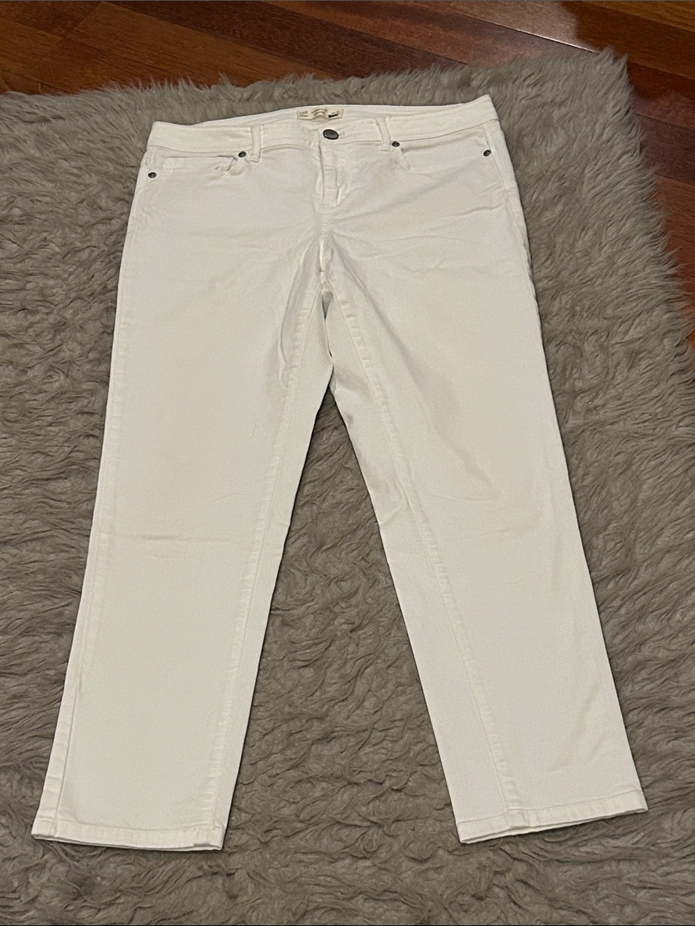 J jill denim slim ankle white cotton stretch jeans size 10
